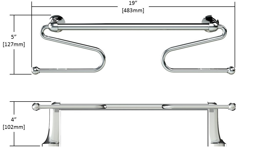 Dimensioned image of Airfold on a white background: 19x5x4 inches